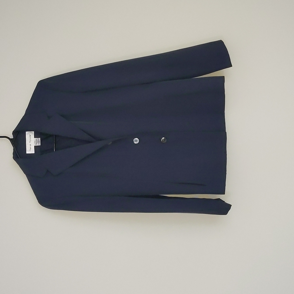 Rena Rowan 100% silk three button blazer blue/gray suit jacket